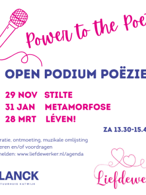 Za mi 28 mrt: Open Podium Poëzie. Kom je luisteren of voordragen?