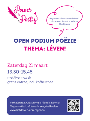 Za mi 21 mrt: Open Podium Poëzie. Thema: Léven!