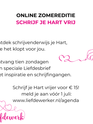 Zo 5 juli Start Online Zomereditie Schrijf Je Hart vrij (10x)